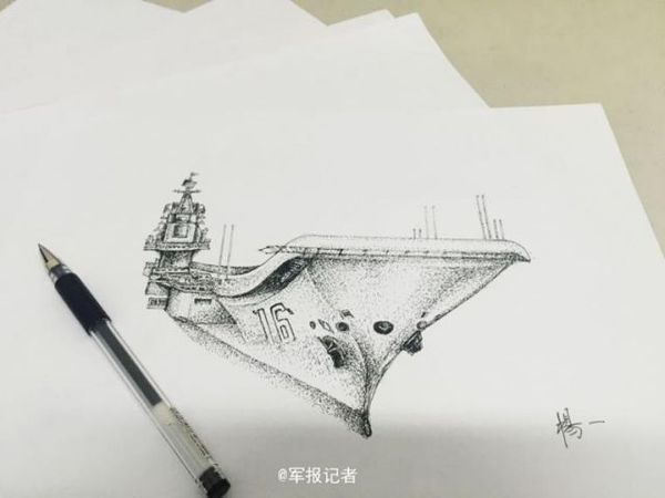 海軍手繪航母驚艷