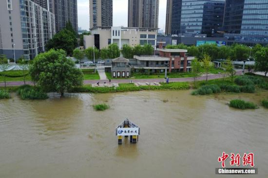 7月7日，航拍長江南京下關水文標尺。 <a target='_blank' href='http://www.chinanews.com/'>中新社</a>記者 泱波 攝