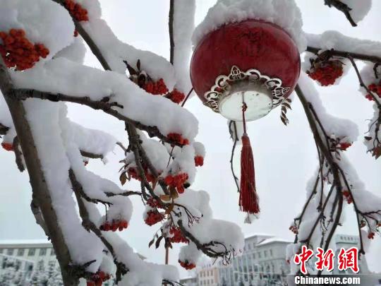 圖為街邊雪景。　張東艷 攝