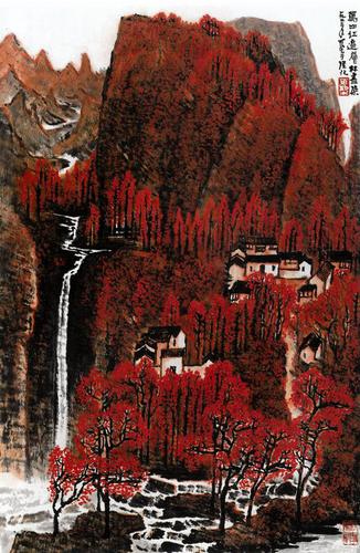 國(guó)畫《萬(wàn)山紅遍層林盡染》 李可染 作 中國(guó)美術(shù)館藏