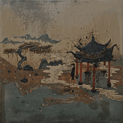 清音鑒（木胎、大漆、金箔、灰）60x60cm--2020年-陳涵