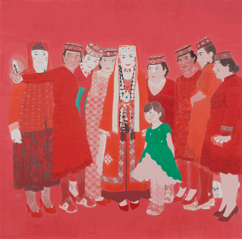 塔吉克祝福（紙本重彩）199x193cm-2019年-王海濱-參加第13屆全國美展為進京作