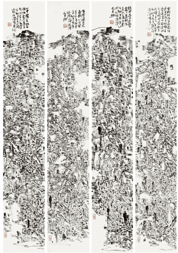 高山仰止圖（國畫）140×23cm×4-2016年--黃德潛